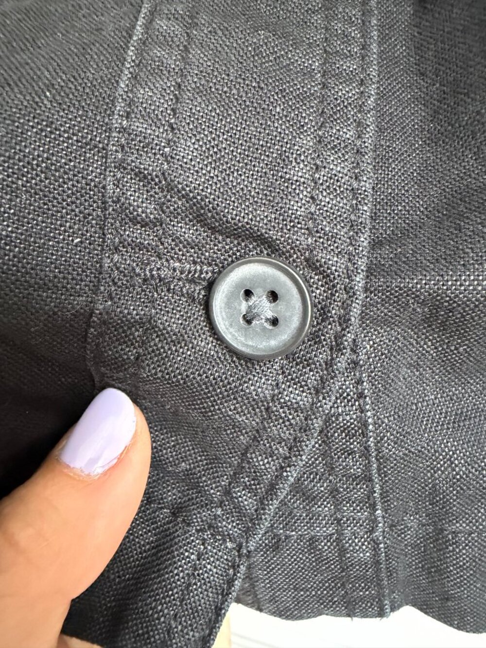 GAP Black Linen Blend Button Front Mini Skort Size 10 Tall - Picture 5 of 9
